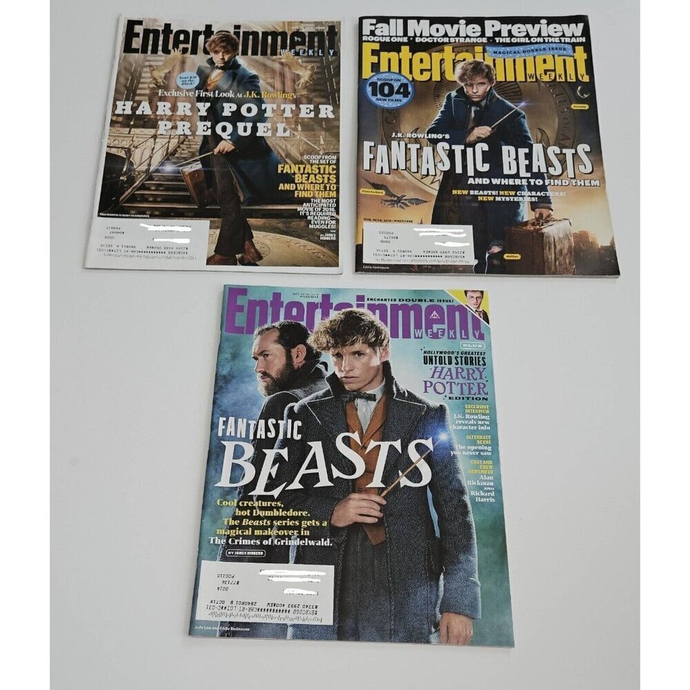 3 Fantastic Beasts Entertainment Weekly Magazine Lot Redmayne 1533 1389 1427